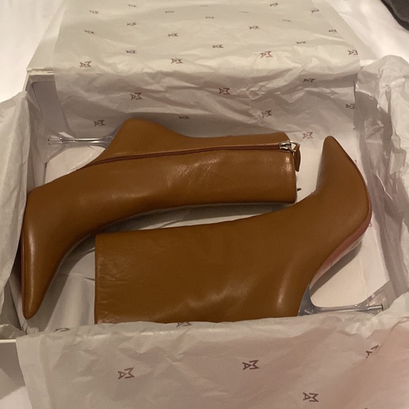 Amina Muaddi Giorgia Leather Ankle Boots - Picture 4 of 7